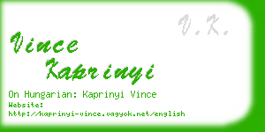 vince kaprinyi business card